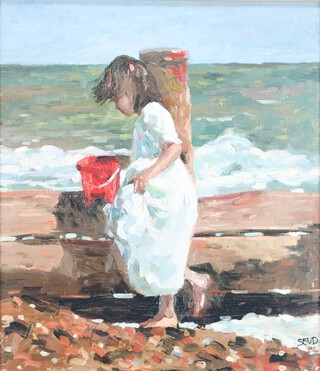 **Sherree Valentine Daines (b1959) a limited edition enhanced oil on board "Red Bucket" no.30 of 150, signed and numbered to bottom right hand corner, with numbered certificate of authenticity to the reverse 32cm x 28cm **Please note: Artist Re-sale Right may be payable on this lot