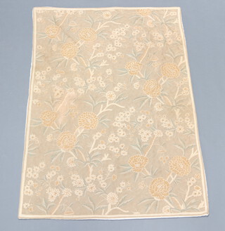 An oatmeal ground and floral patterned Kashmiri stitched panel 170cm  x 118cm