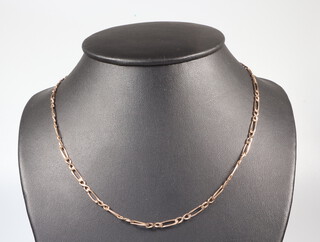 A 9ct yellow gold necklace, 45cm, 8.5 grams and a broken 9ct necklace 1.5grams