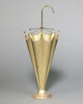 An embossed gilt metal umbrella stand in the form of an open umbrella 77cm h x 28cm  