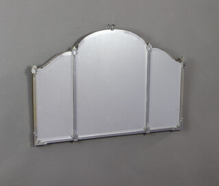 An Art Deco triple plate mirror contained in a chrome frame 49cm x 73cm 