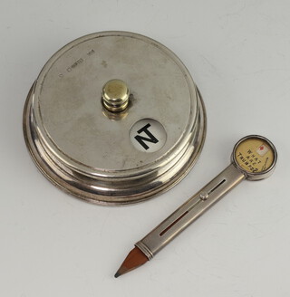 A 925 silver desk top card suit indicator, a ditto pencil 