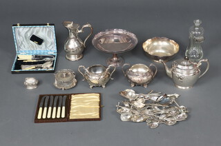 A silver plated tazza and minor plated wares 