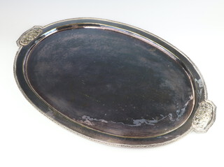 A stylish Arts and Crafts silver plated oval 2 handled tray no.527 70cm 