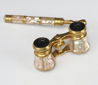 A pair of gilt and mother of pearl opera glasses by Iris of Paris 