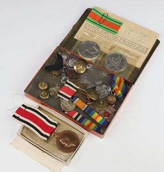 A George VI issue Special Constabulary Long Service Good Conduct medal in original cardboard presentation box together with a letter from Chief Constable dated 1949, an entitlement card to The Defence medal and a 1914-15 Star to MS-289 Pte, S.MC Neff Army Service Corps and various badges  