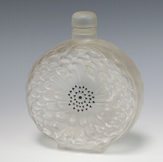 A modern Lalique Dahlia perfume display bottle, etched lower case lalique france 20cm 
