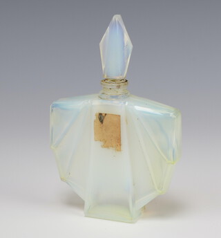 An Art Deco Sabino style fan shaped scent bottle and stopper impressed mark France 15cm 