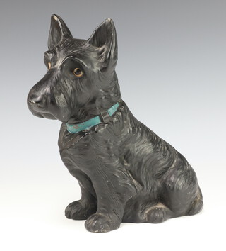 A ceramic figure of a black highland terrier impressed 1209 30cm 