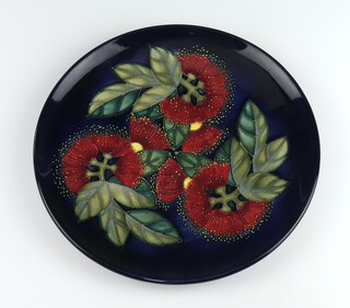 A Moorcroft Pohutukawa pattern plate,  Tanfield Potter commission, designed by Sally Tuffin, impressed Moorcroft marks decorated the  22cm 