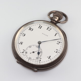 A silver cased Rolex pocket watch with subsidiary seconds dial contained in a 50mm Dennison case Birmingham 1949 the case numbered 477195