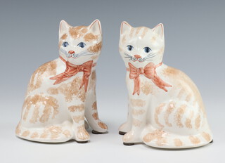 A pair of Rye Pottery figures of seated cats 14cm 
