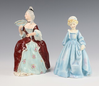 A Royal Worcester figure - Grandmother's dress 3081 17cm, a Wedgwood figure of a standing lady 20cm 