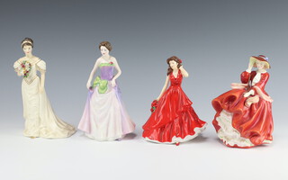 Four Royal Doulton figures - Top O'The Hill HN1834 18cm, Wedding Morn HN3853 22cm, Jessica HN380 20cm and August Poppy Sincerity HN5507 18cm 