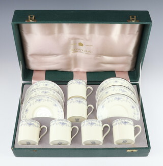 A cased set of 6 Minton Bellemeade coffee cans and saucers