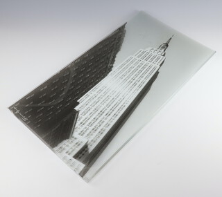 A Rosenthal Andy Warhol glass rectangular dish Empire State Building 60cm w 