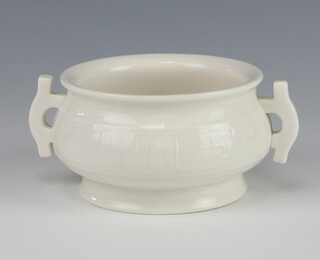 A Chinese white glazed censer with moulded decoration and impressed mark 15cm 