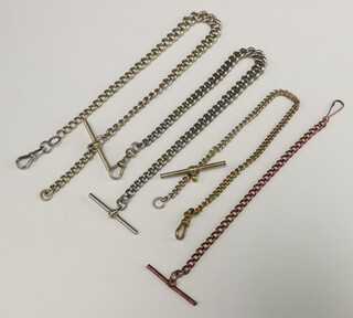 Four metal Albert watch chains 
