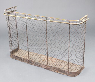 A Victorian and brass and mesh nursery spark guard 69cm h x 107cm w x 30cm d 