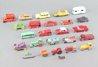 A Lesney model Ford Anglia no.7 and 9 other Lesney models, a Britains model car and other model toy cars
