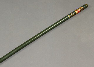 A Christs Hospital green painted governor's stave 183cm l  