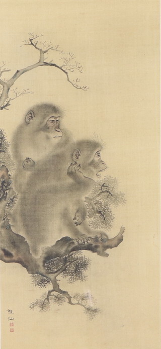 Mixed media, monkeys in a tree 40cm h x 18cm 