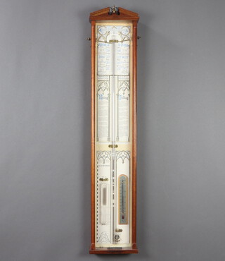 A limited edition reproduction Fitzroy barometer contained in a mahogany case 100cm h x 20cm w x 7cm d with brass plaque no.321/2000 