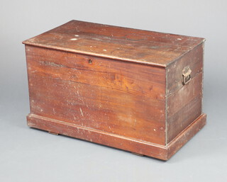 A 19th Century mahogany carpenter's chest with hinged lid and iron drop handles, the interior fitted trays 56cm h x 92cm w x 52cm d 