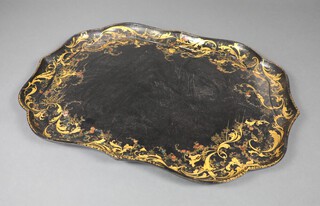 Jennings and Bettridge, a papier mache tray of serpentine outline 80cm x 60cm  