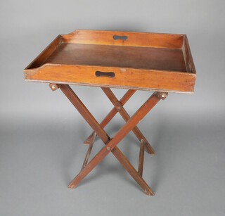 A 19th Century rectangular mahogany butler's tray and folding stand 87cm h x 75cm w x 49cm d 