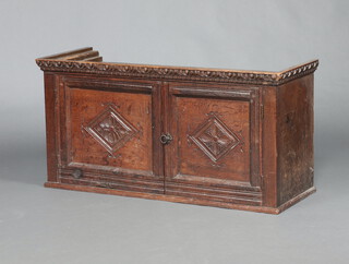 A Victorian oak and zinc lined food cabinet with moulded cornice, enclosed by panelled doors, formed from old timber 52cm h x 106cm w x 39cm d 