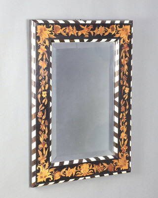 A 19th Century Dutch rectangular bevelled plate wall mirror contained in an inlaid marquetry frame 74cm x 53cm  