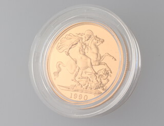 A proof double sovereign 1990, boxed