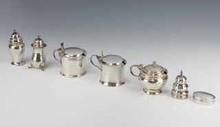 A collection of minor silver condiments, mostly a/f and rubbed marks, 1 dated Birmingham 1912, 190 grams