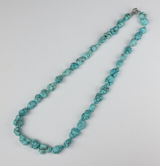 A turquoise rough cut necklace 82cm 