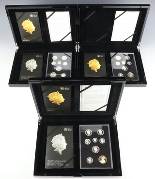 Three Royal Mint silver proof coin sets all 2015 with booklet, fitted case and certificates