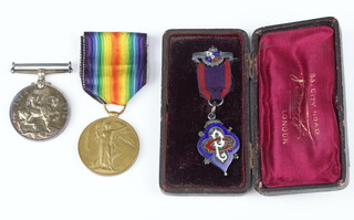 A First World War pair of medals to M2/222965 Pte.D.H.J.Vincent A.S.C together with an enamelled medallion 