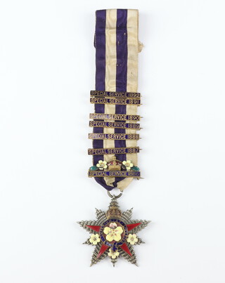 An enamelled Primrose Order jewel with bars 
