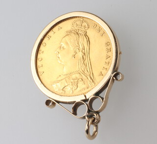 A half sovereign 1887 in a 9ct 1.2 grams mount 