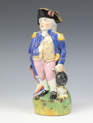 A Staffordshire style Victorian jug in the form of standing Nelson 28cm 