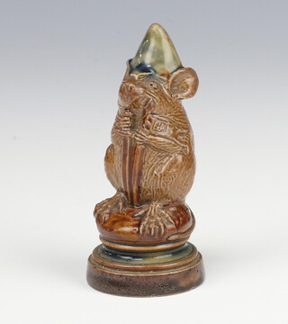 George Tinworth, a Doulton Lambeth chess piece in the form of a mouse (knight), impressed mark and number 1884 8cm  