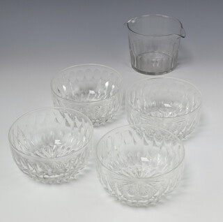 Four cut glass finger bowls 13cm, a 19th Century glass rinser 9cm 