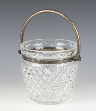 A Waterford Crystal glass ice bucket with silver plated swing handle 14cm 