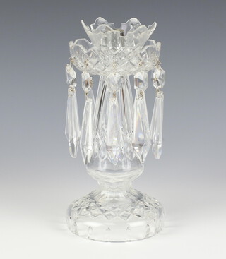 An unusual Waterford Crystal glass table lustre with faceted drops 24cm 