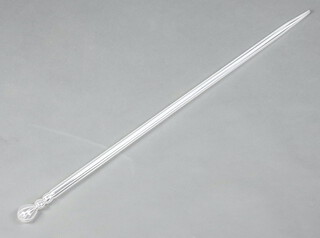 A Victorian clear glass walking cane with white twist decoration 89cm