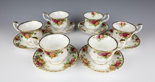 Six Royal Albert Old Country Roses teacups and saucers 