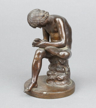 After the antique, a bronze figure "Spinario", study of a boy removing a thorn from his foot 11cm x 6cm 