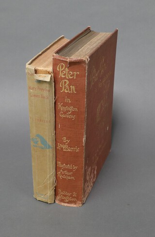 J M Barrie "Peter Pan in Kensington Gardens" 1907 illustrated by Arthur Rackham, bound in gilt lettered red cloth together with R L Travers "Mary Poppins Comes Back" 