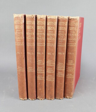 Arthur G Butler "British Birds with Their Nests and Eggs" 6 volumes, illustrated by F W Frohawk, red cloth and gilt letter bindings  

