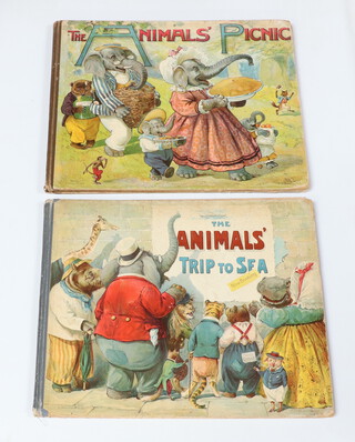 Clifton Bingham "Animals Trip to the Sea" pictured by G H Thompson, the inside page signed by the illustrator, Philip Morton from the artist G H Thompson together with "The Animals Picnic" circa 1900 
